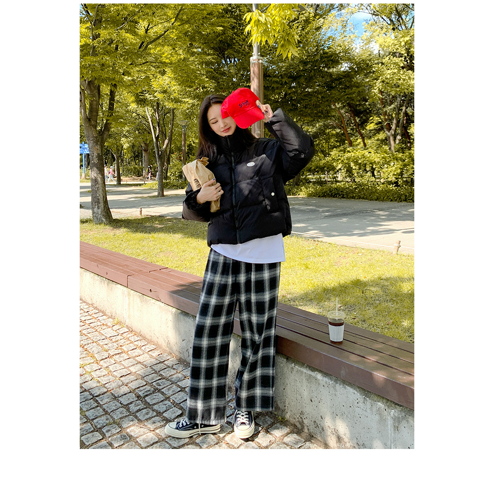 ●muahmuah● Wide check banding pants black _MUP24801_ MUAH CHECK WIDE BANDING PANTS - muahmuah | 60% - Asian