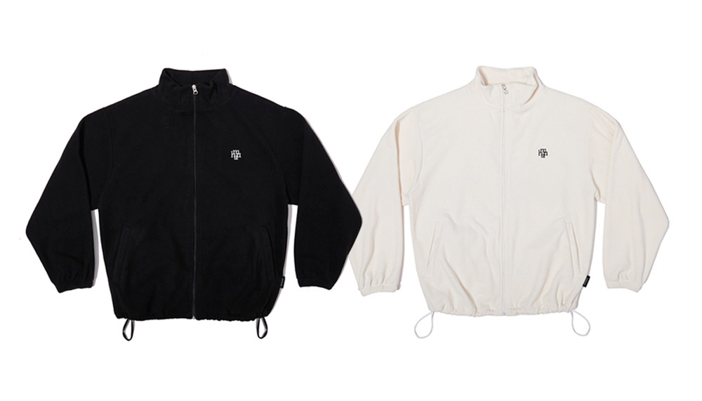 MUSINSA | MUAHMUAH Stitch Logo Fleece Zip-Up Jacket [Cream]