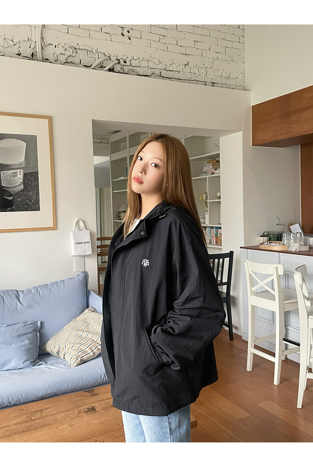 【MUAHMUAH】LOGO PLACKET WINDBREAKER JACKET★送料・関税込 MUSINSA | MUAHMUAH Logo placket windbreaker jacket [black]