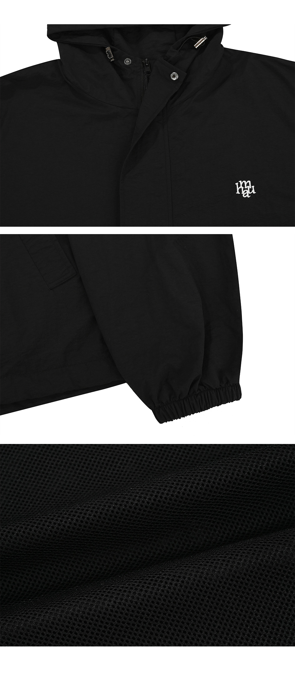 MUSINSA | MUAHMUAH Logo placket windbreaker jacket [black]