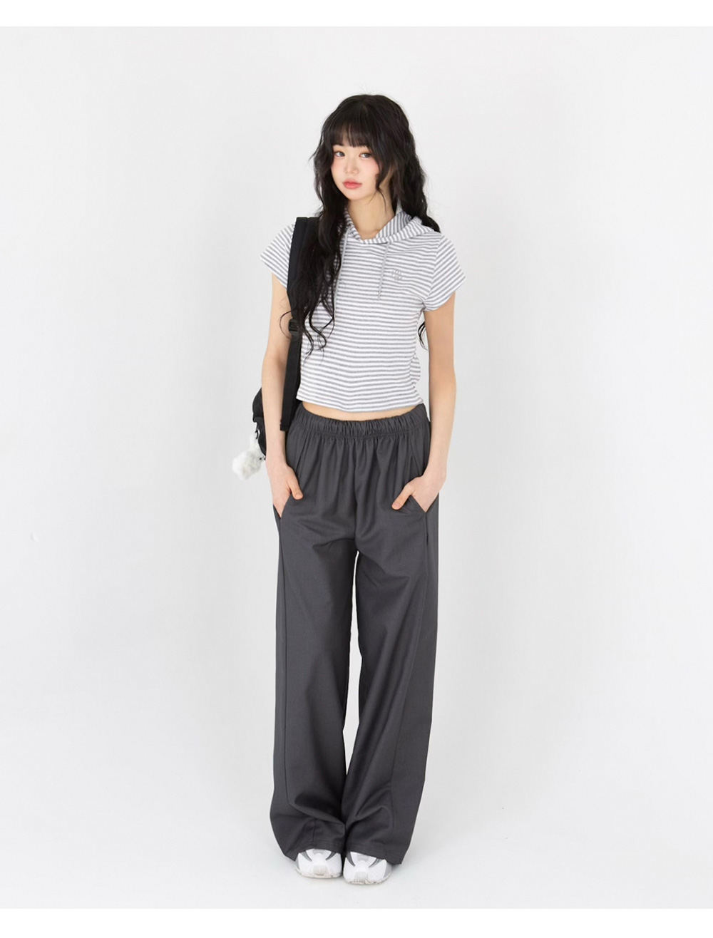●muahmuah● Wide TR banding slacks pants charcoal _MUP24002 MUSINSA | MUAHMUAH Wide TR banding slacks pants [Charcoal]