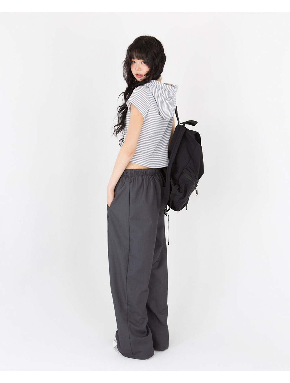 ●muahmuah● Wide TR banding slacks pants charcoal _MUP24002 MUSINSA | MUAHMUAH Wide TR banding slacks pants [Charcoal]