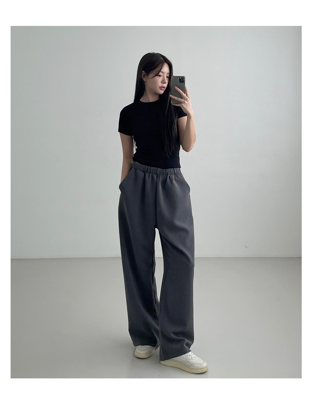 ●muahmuah● Wide TR banding slacks pants black _MUP24002_ WIDE TR BANDING SLACKS [BLACK] - muahmuah | 60% - Asian