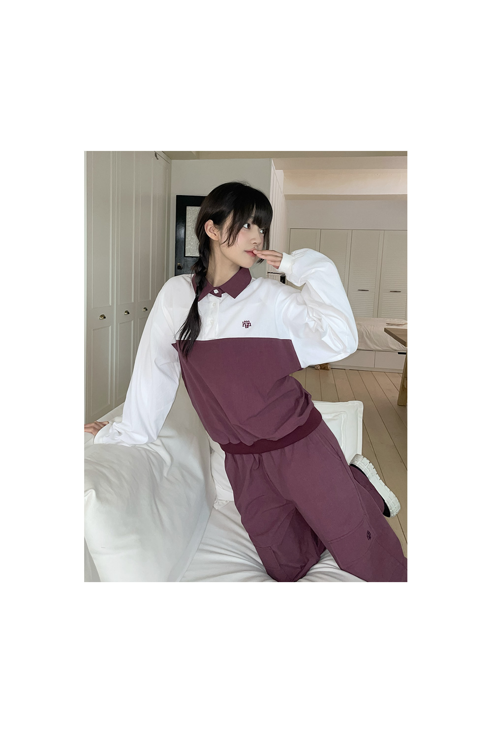 ●muahmuah● Pigment Cargo Banding Pants Burgundy _MUP24200_ PIGMENT CARGO BANDING PANTS - muahmuah | 60% - Asian Fashion
