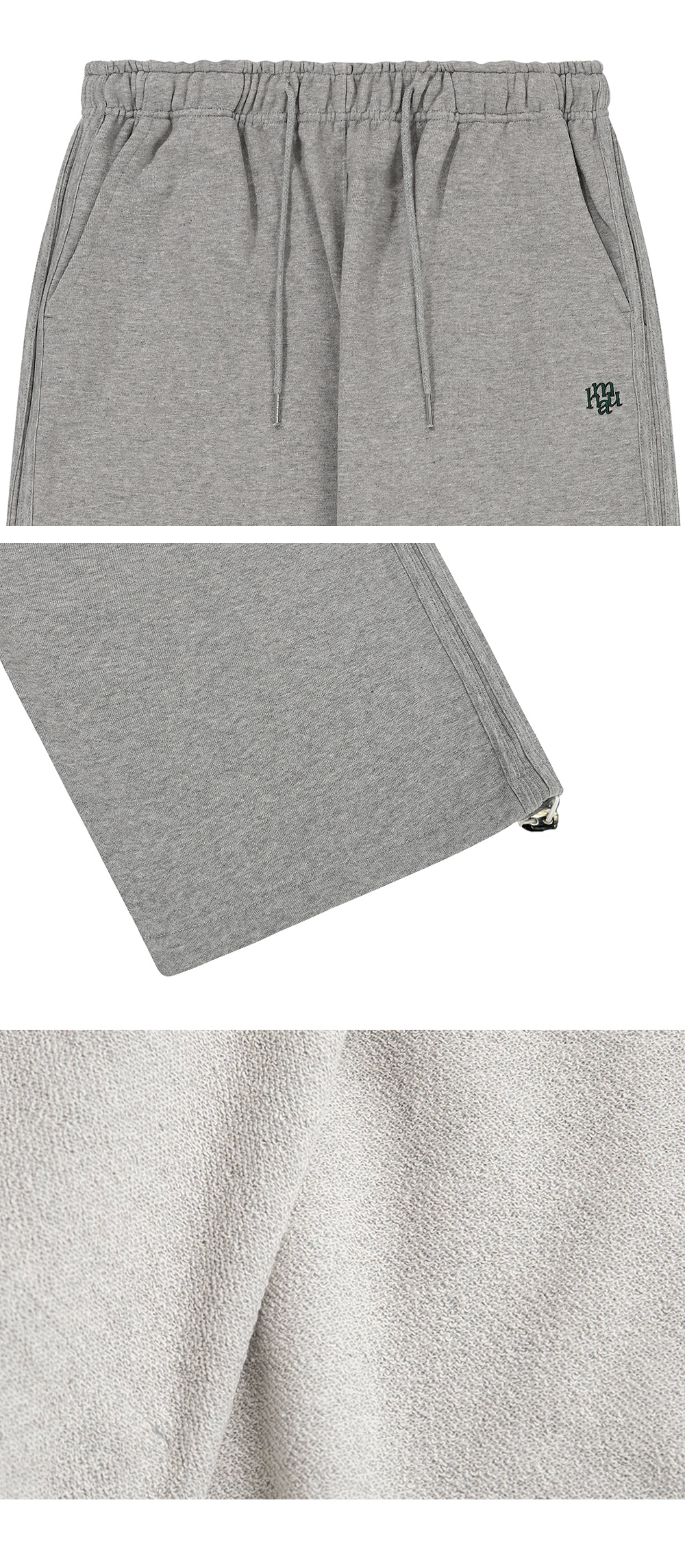 MUSINSA | MUAHMUAH Logo stitch line wide banding pants [ivory]