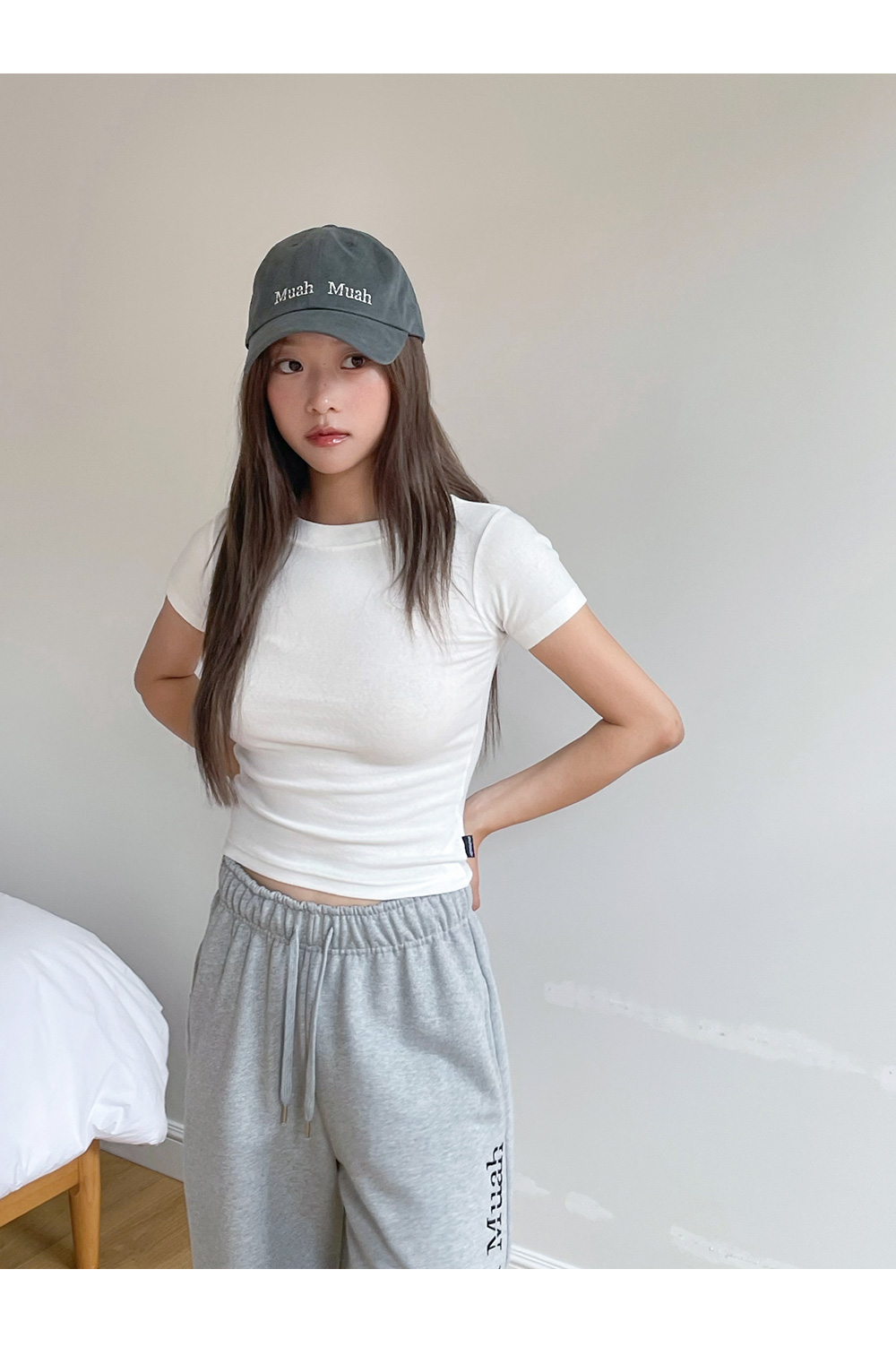 ★muahmuah★送料込★韓国 LOGO STITCH LINE WIDE BANDING PANTS MUSINSA | MUAHMUAH Logo stitch wide banding pants [Indie Pink]