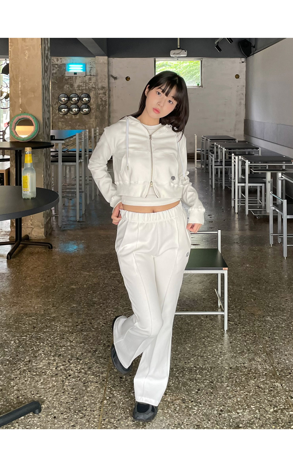 MUSINSA | MUAHMUAH [SET] Slim fit hooded zip-up pants set-up