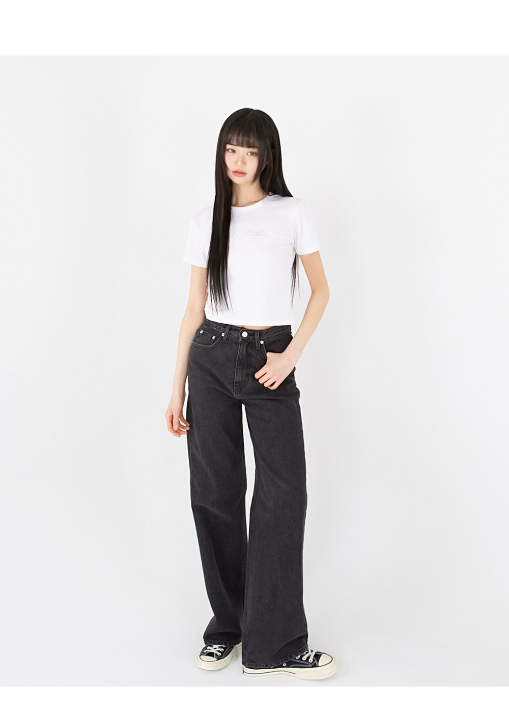 ●muahmuah● Washed wide denim pants black MUP25101 MUSINSA | MUAHMUAH Washed Wide Denim Pants [Black]