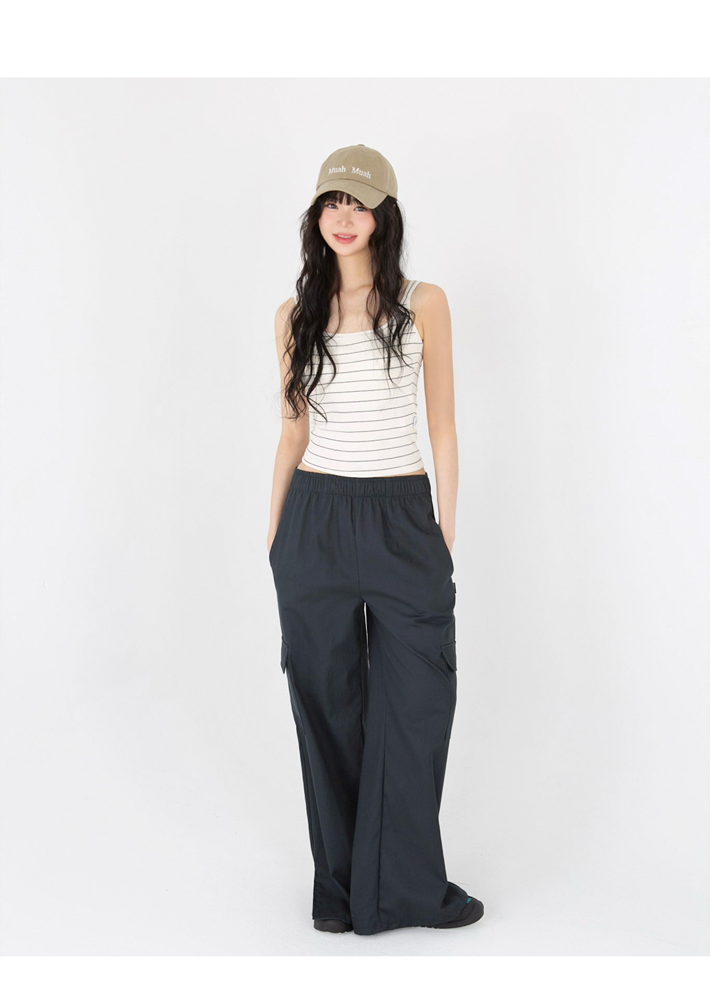 ●muahmuah● Point slit cargo banding pants khaki MUP25806 MUSINSA | MUAHMUAH Point Slit Cargo Banding Pants [Khaki]