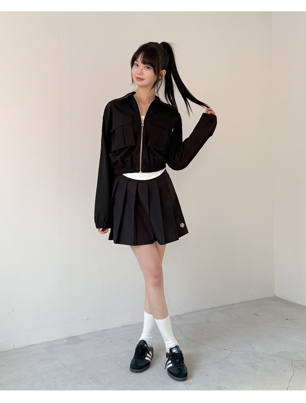 ★muahmuah☆STITCH LOGO PLEATS SKIRT STITCH LOGO PLEATS SKIRT [1color] - muahmuah | 60% - Asian