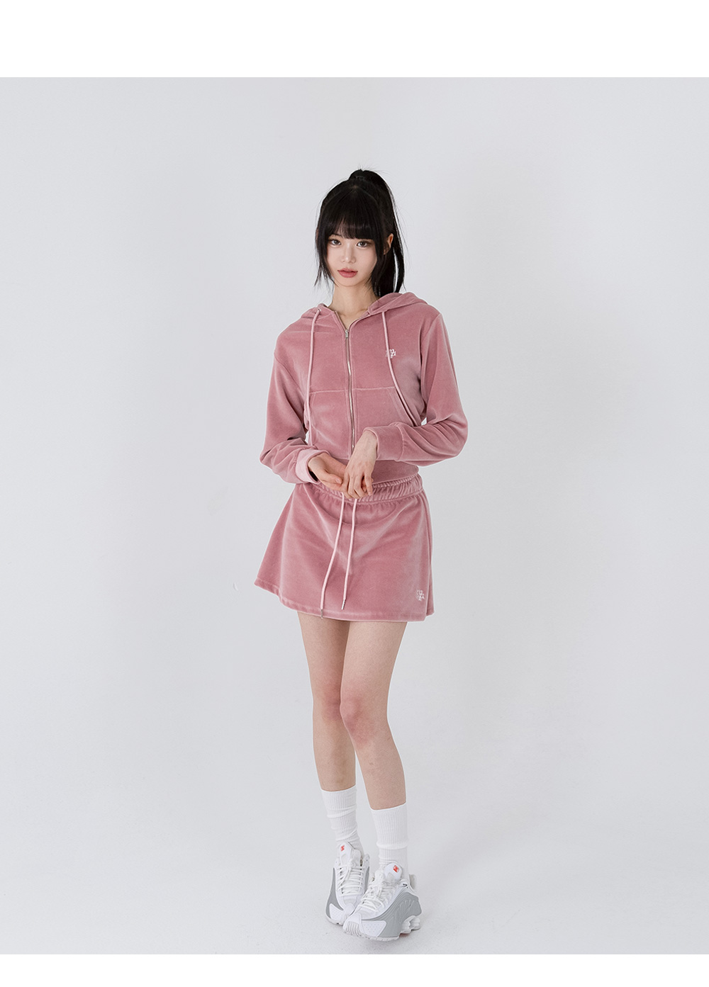 MUSINSA | MUAHMUAH Velour Training Skirt [Pink]