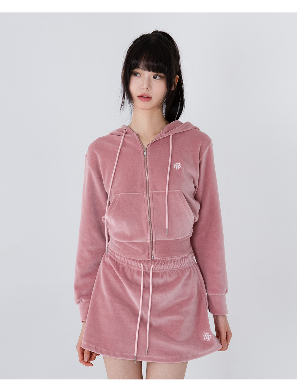 MUSINSA | MUAHMUAH Velour Training Skirt [Pink]