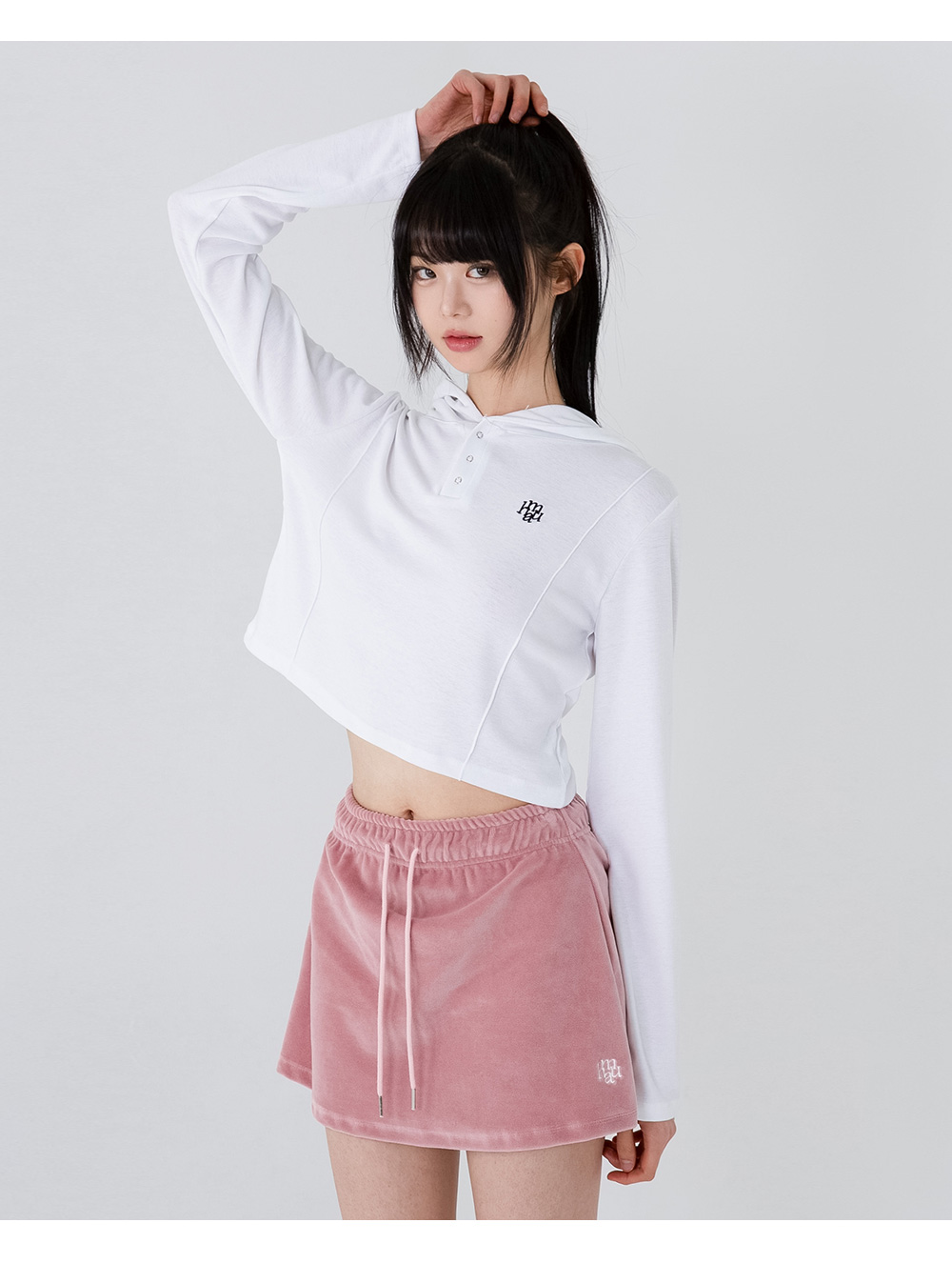 MUSINSA | MUAHMUAH Velour Training Skirt [Pink]